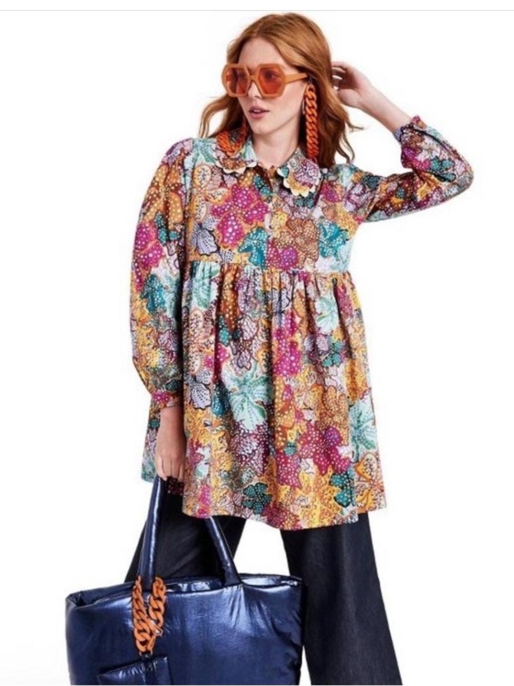 Kika Vargas x Target Anemone Floral Babydoll Dress Large Floral Cottagecore Boho